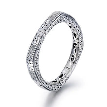 Load image into Gallery viewer, Ornate S925 Sterling Silver Squared Hollow Design Bracelet. Buy at 100Sterling.com.