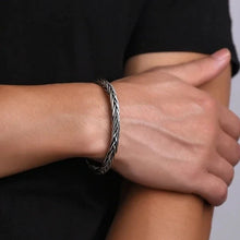 Load image into Gallery viewer, Retro S999 Sterling Silver Intricate Weave Design Cuff Bracelet. Buy at 100Sterling.com.