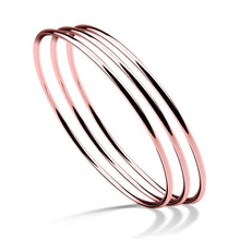 Load image into Gallery viewer, Minimalist 925 Sterling Silver Rose Gold-plated Ultra-Slim 2mm Three Hoop Bracelet. Buy from 100Sterling.com