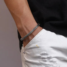 Load image into Gallery viewer, Retro S999 Sterling Silver Intricate Weave Design Cuff Bracelet. Buy at 100Sterling.com.
