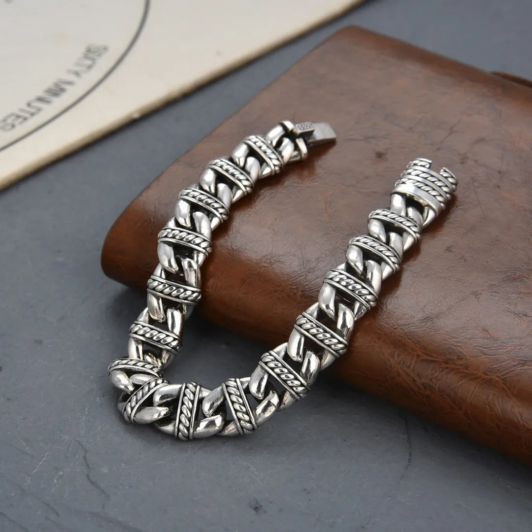 925 Sterling Silver Classic Retro Style Bracelet – 100Sterling