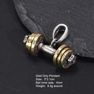925 Sterling Silver Dumbbell gold plated Pendant Only For Men and Women Fitness Enthusiasts. Buy at 100Sterling.com