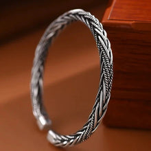 Load image into Gallery viewer, Retro S999 Sterling Silver Intricate Weave Design Cuff Bracelet. Buy at 100Sterling.com.