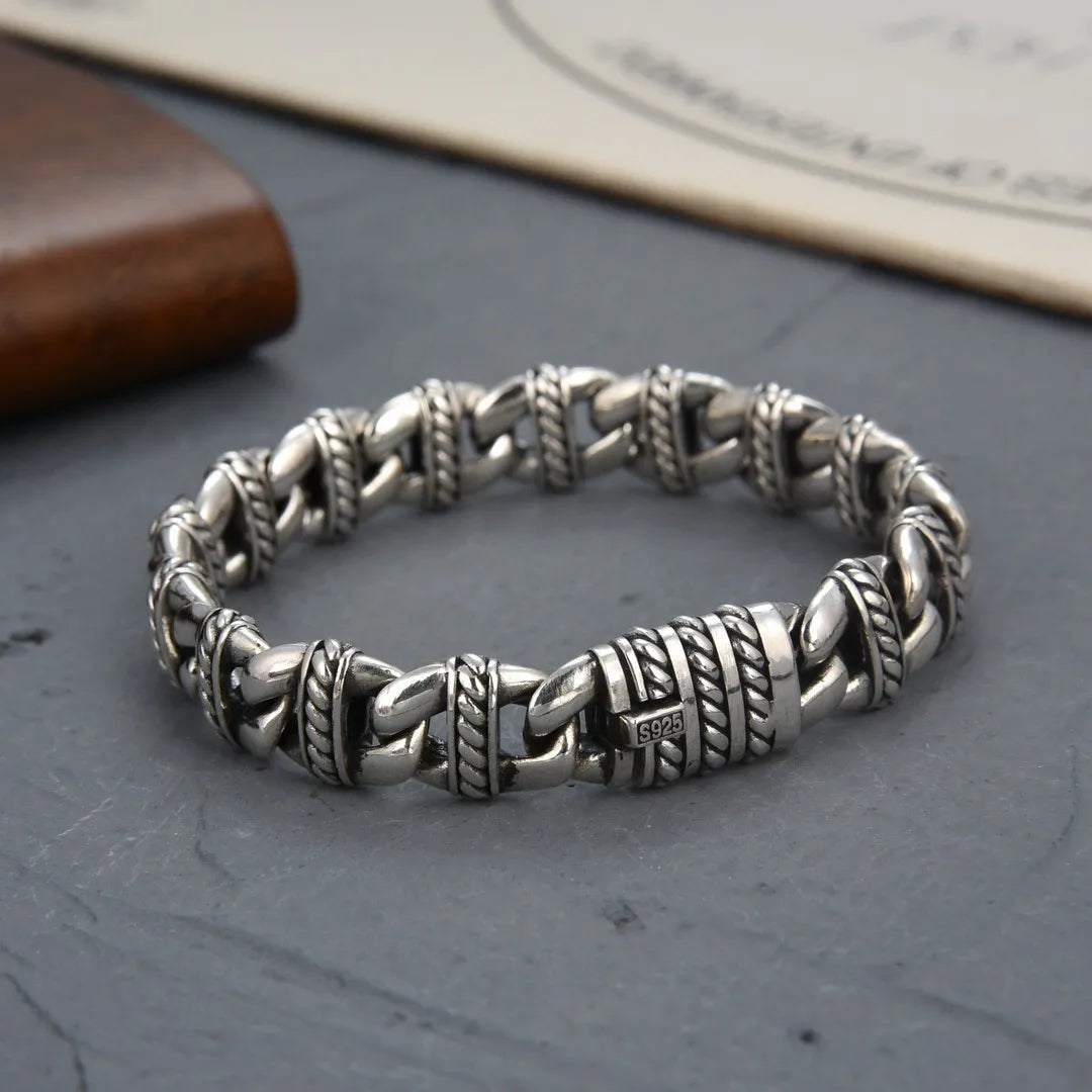 アクセサリー vintage silver 925 bracelet 925 Sterling Silver Classic Retro Style Bracelet – 100Sterling