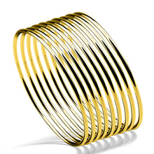 Load image into Gallery viewer, Minimalist 925 Sterling Silver Gold-plated Ultra-Slim 2mm Nine Hoop Bracelets. Buy from 100Sterling.com