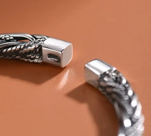 Load image into Gallery viewer, Retro S999 Sterling Silver Intricate Weave Design Cuff Bracelet. Buy at 100Sterling.com.