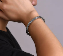 Load image into Gallery viewer, Retro S999 Sterling Silver Intricate Weave Design Cuff Bracelet. Buy at 100Sterling.com.