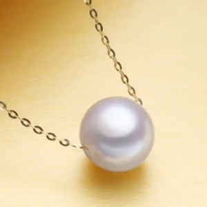 18K Gold Chain Necklace with Round White Pearl