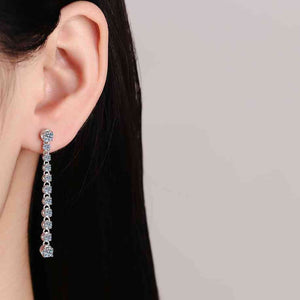 925 Sterling Silver 1.18 Carat Moissanite Long Earrings