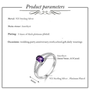 Alice Amethyst Gemstone and Cubic Zirconia Sterling Silver Ring