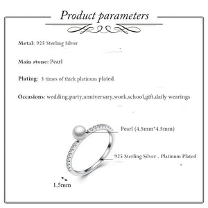 Sterling Silver Pearl and CZ Princess Ring