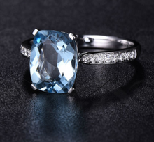Load image into Gallery viewer, Aqualeana&#39;s 3.15 Carat Aquamarine &amp; Diamond Ring in a 14K Solid White Gold Setting