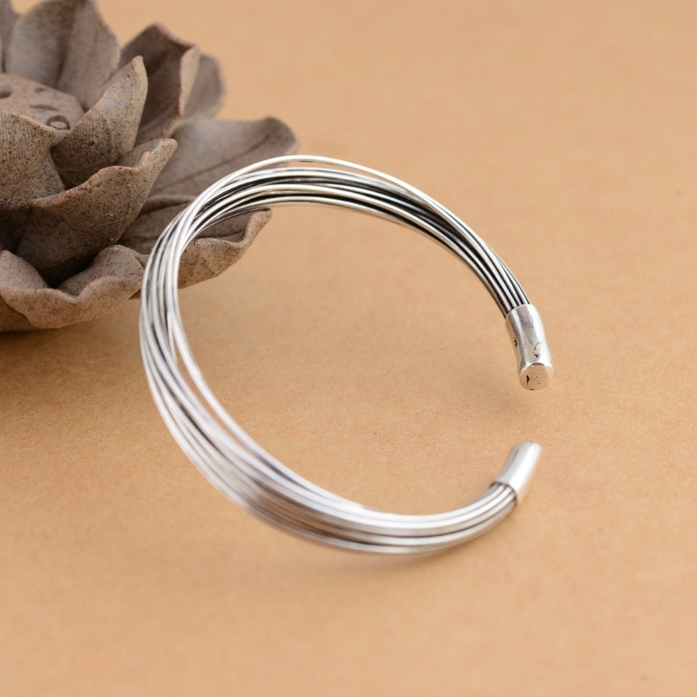 Silver Ball Open Cuff Bracelet - 925 sterling silver trendy fashion jewelry