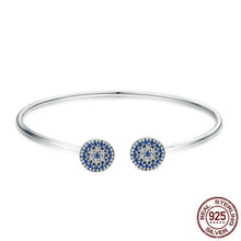 Load image into Gallery viewer, Sterling Silver Radiant Round End Open Cuff Bangle, Sterling Silver jewelry, Sterling Silver Bangle, Cubic Zirconia Bangle, Women's Sterling Silver Bangle, Sterling Silver and Cubic Zirconia, 100Sterling.com, Fashion Bracelet, Design-it-Yourself Bracelet, Pandora Style Bracelet