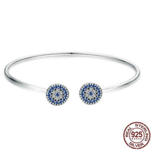 Load image into Gallery viewer, Sterling Silver Radiant Round End Open Cuff Bangle, Sterling Silver jewelry, Sterling Silver Bangle, Cubic Zirconia Bangle, Women's Sterling Silver Bangle, Sterling Silver and Cubic Zirconia, 100Sterling.com, Fashion Bracelet, Design-it-Yourself Bracelet, Pandora Style Bracelet