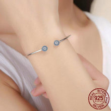 Load image into Gallery viewer, Sterling Silver Radiant Round End Open Cuff Bangle, Sterling Silver jewelry, Sterling Silver Bangle, Cubic Zirconia Bangle, Women's Sterling Silver Bangle, Sterling Silver and Cubic Zirconia, 100Sterling.com, Fashion Bracelet, Design-it-Yourself Bracelet, Pandora Style Bracelet