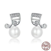 Load image into Gallery viewer, Sterling Silver "Making Music" Fresh Water Pearl Stud Earrings