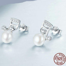 Load image into Gallery viewer, Sterling Silver "Making Music" Fresh Water Pearl Stud Earrings
