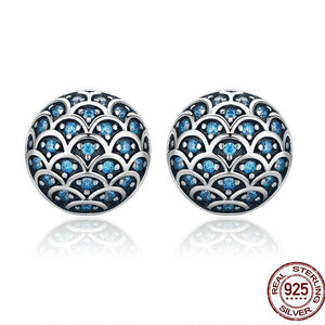 Women's Sterling Silver & Cubic Zirconia Blue Wave Earrings, Women's Earrings, Sterling Silver Earrings, Cubic Zirconia Earrings, 100Sterling.com, Fashion Earrings, Matching Earrings and Ring, Lady's Earrings, Blue Zirconia Earrings