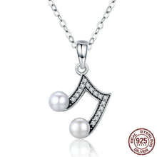 Load image into Gallery viewer, Sterling Silver &amp; Fresh Water Pearl Musical Note Pendant Necklace, Sterling Silver Music Necklace, Pearl Music Necklace, Sterling Silver Necklace, Music Jewelry, 100Sterling.com