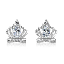 Load image into Gallery viewer, Sterling Silver & Crystal Royal Crown Earrings