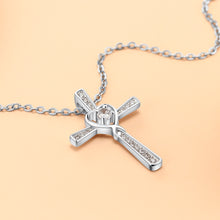 Load image into Gallery viewer, Sterling Silver Heart Cross Necklace