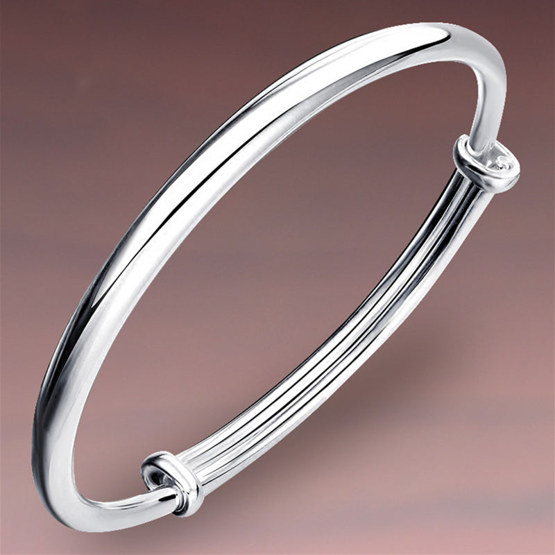 WPPHXY Solid 925 Sterling Silver Bracelets for Women Simple Adjustable Bangle Bracelet