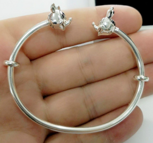 Genuine Sterling Silver Disney Character Open Bangle Bracelet
