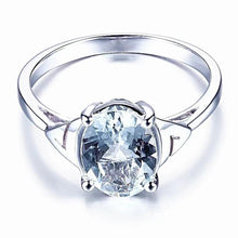 Load image into Gallery viewer, AnnaMarie&#39;s Sterling Silver 1.2 Carat Oval Cut Aquamarine Gemstone Ring, Aquamarine Ring, Aquamarine Birthstone, Aquamarine Gemstone, Aquamarine, March Birthstone, Sterling Silver and Aquamarine ring, Aquamarine Birthday, 100Sterling.com, Gemstone Ring