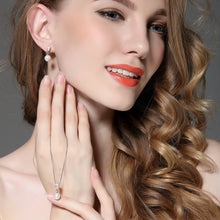 Load image into Gallery viewer, Sterling Silver Drop pearl & Cubic Zirconia Earrings, Wedding Earrings, Special Occasion Earrings, Sterling Silver Earrings, Bridal Earrings, Pearl Drop Earrings, Sterling Silver Pearl Drop Earrings, 100Sterling.com