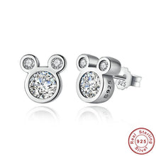Load image into Gallery viewer, Sterling Silver & CZ Silhouette Mouse Earrings