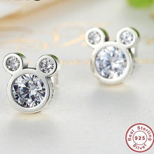 Load image into Gallery viewer, Sterling Silver & CZ Silhouette Mouse Earrings