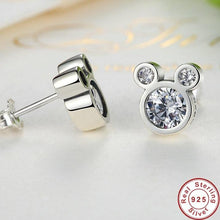 Load image into Gallery viewer, Sterling Silver & CZ Silhouette Mouse Earrings