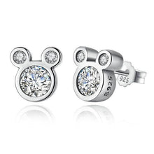 Load image into Gallery viewer, Sterling Silver & CZ Silhouette Mouse Earrings