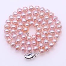 Load image into Gallery viewer, 7-8 mm Pink Freshwater Pearl Necklace, Bracelet &amp; Earring Set, Bridal jewelry, Bride Pearls, Bridal Pearls, Wedding Pearls, Wedding Jewelry, Pink Pearl Neckalce, Pink Pearl Bracelet, Pearl Earrings, Pearl Jewelry Set, 100Sterling.com, Pearls, Women&#39;s Pearls, Bridesmaids Pearls, Pearl Ensemble, Classic Pearls, Classic Pearl Earrings, Classic Pearl Bracelet