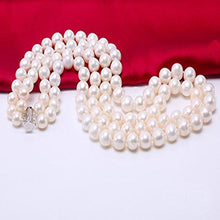 Load image into Gallery viewer, Classic 8-9mm Round Double-row Pearl Necklace, Large Pearl Necklace, Freshwater Pearl Necklace, Wedding Jewelry, Bridal Jewelry, Bridal Pearls, Wedding Pearls, Pearl Necklace, 8mm Pearl Necklace, 7mm Pearl Necklace, Freshwater Pearls, 100Sterling.com, Freshwater Pearl Necklace, Classic Pearl Necklace, 100Sterling.com, Wedding Jewelry, Anniversary pearls, Evening Pearls, Daytime Pearls