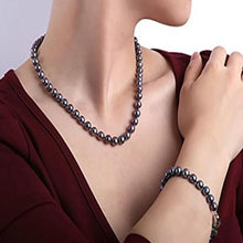 Load image into Gallery viewer, Black Natural Freshwater Pearl Necklace, Bracelet & Earring Set