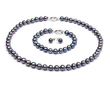 Load image into Gallery viewer, Black Natural Freshwater Pearl Necklace, Bracelet & Earring Set
