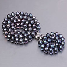 Load image into Gallery viewer, Black Natural Freshwater Pearl Necklace, Bracelet & Earring Set