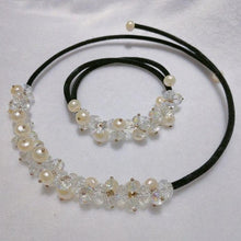 Load image into Gallery viewer, Crystal & Pearl Adjustable Necklace & Matching Bracelet