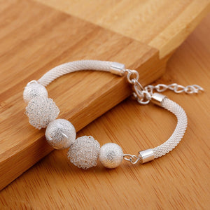 Women's Silver Plated Snow Ball Bracelet