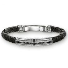 Load image into Gallery viewer, Sterling Silver & Leather Braid Onofrio Street Bracelet