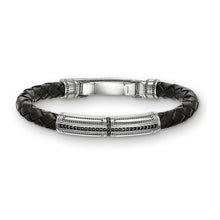 Load image into Gallery viewer, Sterling Silver & Leather Braid Onofrio Street Bracelet