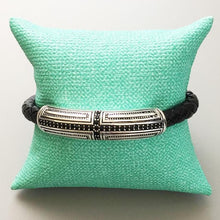 Load image into Gallery viewer, Sterling Silver & Leather Braid Onofrio Street Bracelet
