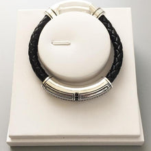 Load image into Gallery viewer, Sterling Silver & Leather Braid Onofrio Street Bracelet