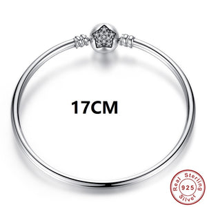 Sterling Silver Crystal Star Clasp Bangle Bracelet