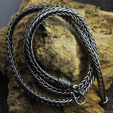 Load image into Gallery viewer, Genuine Thai Silver Neck Chain. Hand-made retro design for a masculine style. Choose from a solid 4 mm or 5mm diameter chain. 100Sterling. 100Sterling.com.