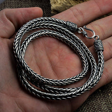Load image into Gallery viewer, Genuine Thai Silver Neck Chain. Hand-made retro design for a masculine style. Choose from a solid 4 mm or 5mm diameter chain. 100Sterling. 100Sterling.com.