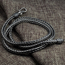 Load image into Gallery viewer, Genuine Thai Silver Neck Chain. Hand-made retro design for a masculine style. Choose from a solid 4 mm or 5mm diameter chain. 100Sterling. 100Sterling.com.