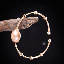 Load image into Gallery viewer, Baroque Pearl Bangle Bracelet, 925 Sterling Silver 14K Gold Plated Bracelet, Baroque Pearl Bracelet, Fashion Bracelet, Pearl Bracelet, Designer Bracelet, 100Sterling.com